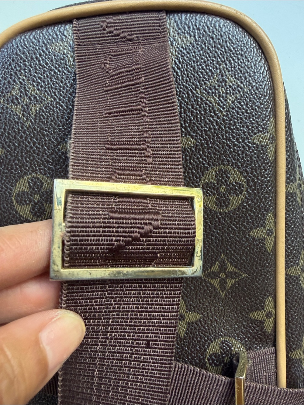 Monogram Canvas Crossbody Belt Bag in Brown & Tan - Picture 5 of 6